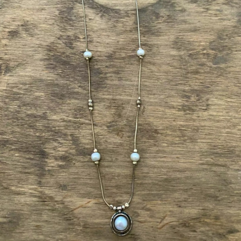 Sterling Silver 925 Necklace w/ Cultured Pearl 18” Chain Israel 925 Stamped